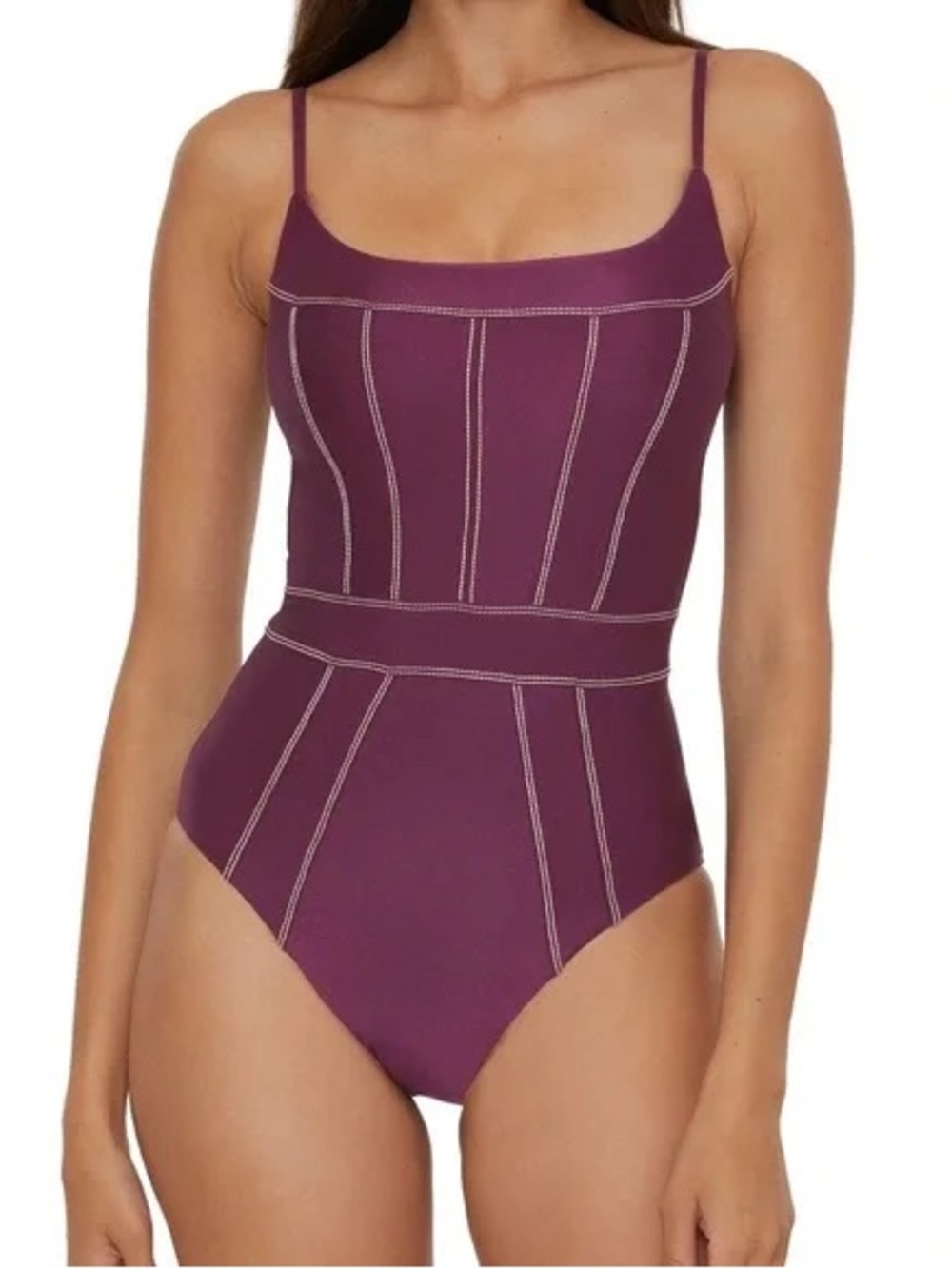 BECCA Standard Color Sheen Satin One Piece, Aubergine Size L